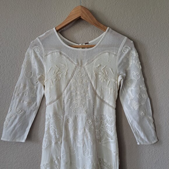 🩵Free People Modern Boho Chic Cream Maxi Dress Size 2 - Picture 5 of 16